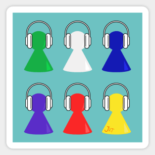 Game Pieces Wearing Headphones Magnet